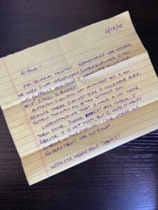 Neighbor Story: Gratitude and a Gift 1 A letter from a grateful GraceWorks neighbor.